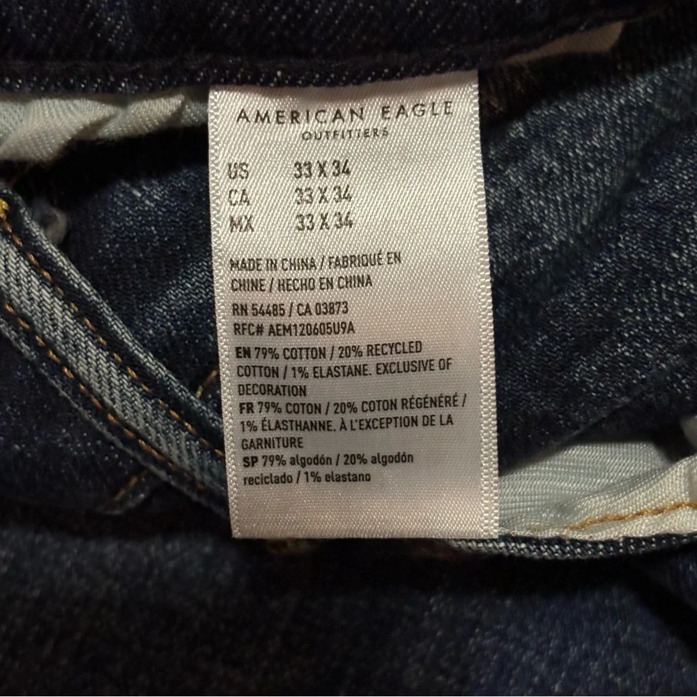 American Eagle Outfitters Flex Relaxed Straight Jeans 33x34‎ Dark Wash